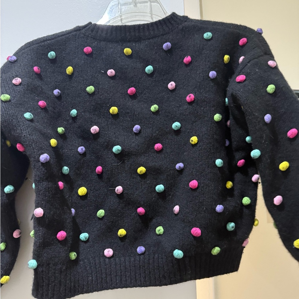 Women’s Gorman Black and Multicolored Pom Pom Wool Sweater, size 10